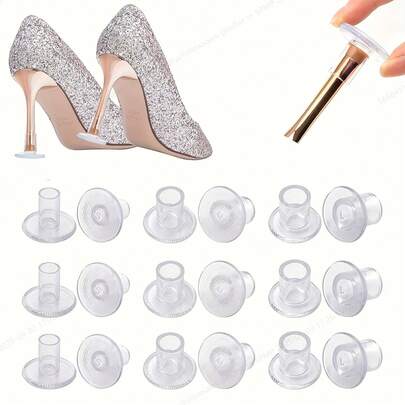 2/8pcs Clear PVC High Heel Grass Protectors - Gutter Plugs And Repair Covers Non-Slip Covers Protectors For Walking On Grass, Gravel, Wet Ground, High Heel Protectors Non-Slip Thin High Heel Shoe Covers, Durable Height Increase Non-Slip Heel Caps For Latin Dance Shoes