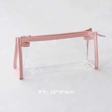 1pc PVC Transparent Triangle Pencil Case, Minimalist Back To School Student Large Capacity Zipper Storage Bag, Portable & Waterproof