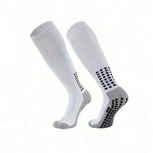 1 Pair Athletic Socks For Men & Women - Performance Grip Socks With Arch Support For Football, Basketball, Skateboarding, Rugby & Exercise, White With Orange Accents, Arch Support Socks | Geometric Pattern Socks | Knit Fabric Socks, Sports Sock - Tất đầu gối - Xem 5