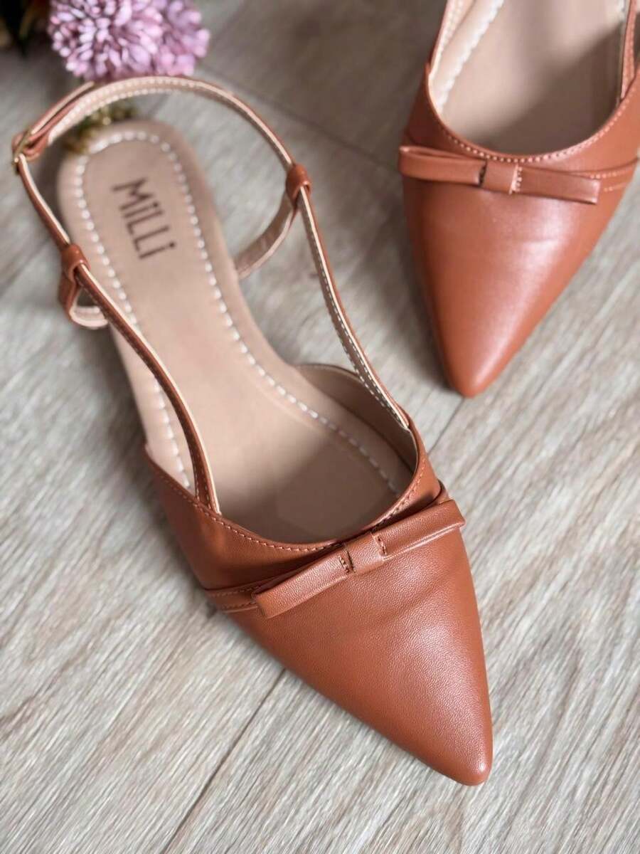 Women's Slingback Milli Pointed Toe Flats With Bow Modern Casual - Màu nâu  Mocha - Xem 1