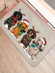 1pc New Christmas Doormat, Suitable For Dog Lovers, Holiday Animal Knitted Pattern Decor, Applicable For Living Room, Bedroom, Indoor - Machine Washable - Flannel Material, Delicate Wrap, Skin-Friendly, No Pilling, Slightly Water-Resistant Easy Care, Odorless - Ideal For Home Decor, Room Decor, Living Room Carpet, Bedroom Carpet, Bathroom Carpet, Kitchen Carpet, Area Rug, Hotel Decor - Area Rug, All Season Use.