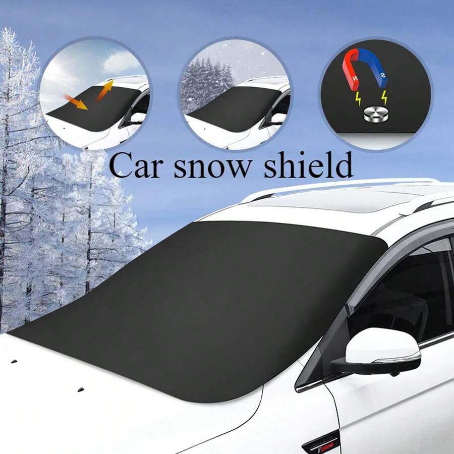 Car Magnetic Snow Cover, Winter Front Windshield Cover, Anti-Frost And Sun Protection Half-Car Cover, Insulating Sunshade - one-size - View 1