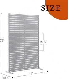 Metal Privacy Screen, Freestanding Decorative Privacy Screen With Stand, Outdoor Privacy Fence Panels For Deck Balcony Patio - Horizontal Stripes-white - View 5