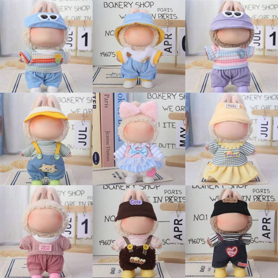 Ropa de muñeca de 6.69 pulgadas, compatible con Labubu, 1 juego de decoración adecuado para muñecas de 6.69 pulgadas, accesorios lindos de BuLabu, para jugar y exhibir (zapatos y muñecas no incluidos)