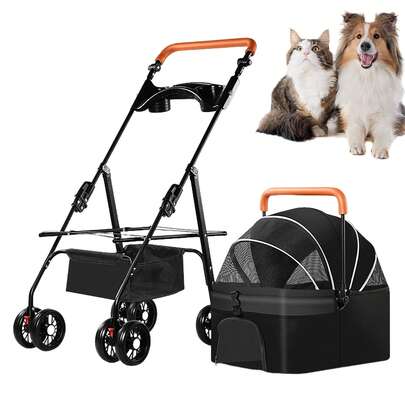 Passeggino per animali domestici 2 in 1, carrello per cani, passeggino pieghevole per cani e gatti, passeggino per cani portatile e staccabile fino a 15 kg, Oxford