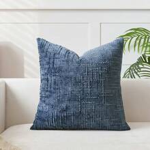 1Piece/2Pieces Blue (Insert Not Included)Vintage Chenille Striped Throw Pillow Covers, 100% Polyester Woven Zippered Cushion Cases, Machine Washable, Geometric Patterned Decorative Pillowcases For Sofa, Bed, Dining, Home Office - Blue - View 18