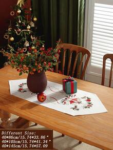 1pc Embroidered Table Runner, Made Of Polyester Fabric, Decoration For Kitchen, Dining Table, Home Gatherings, Party, Wedding Ceremonies, Indoor & Outdoor Use - Multicolor - View 13