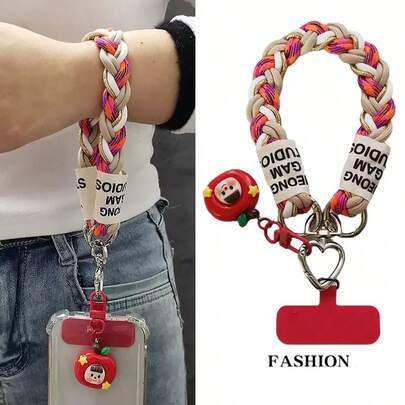 2026新年、音乐节/婚礼季，1套金色编织腕带，手机挂绳腕带，短编织绳，女士户外防坠绳，旅行攀岩绳，坚固耐用的礼品垫，多功能户外手持挂绳，防丢防盗手机壳吊坠，含礼品垫（由于拍摄光线和角度不同，可能存在轻微色差，请以实物为准）。