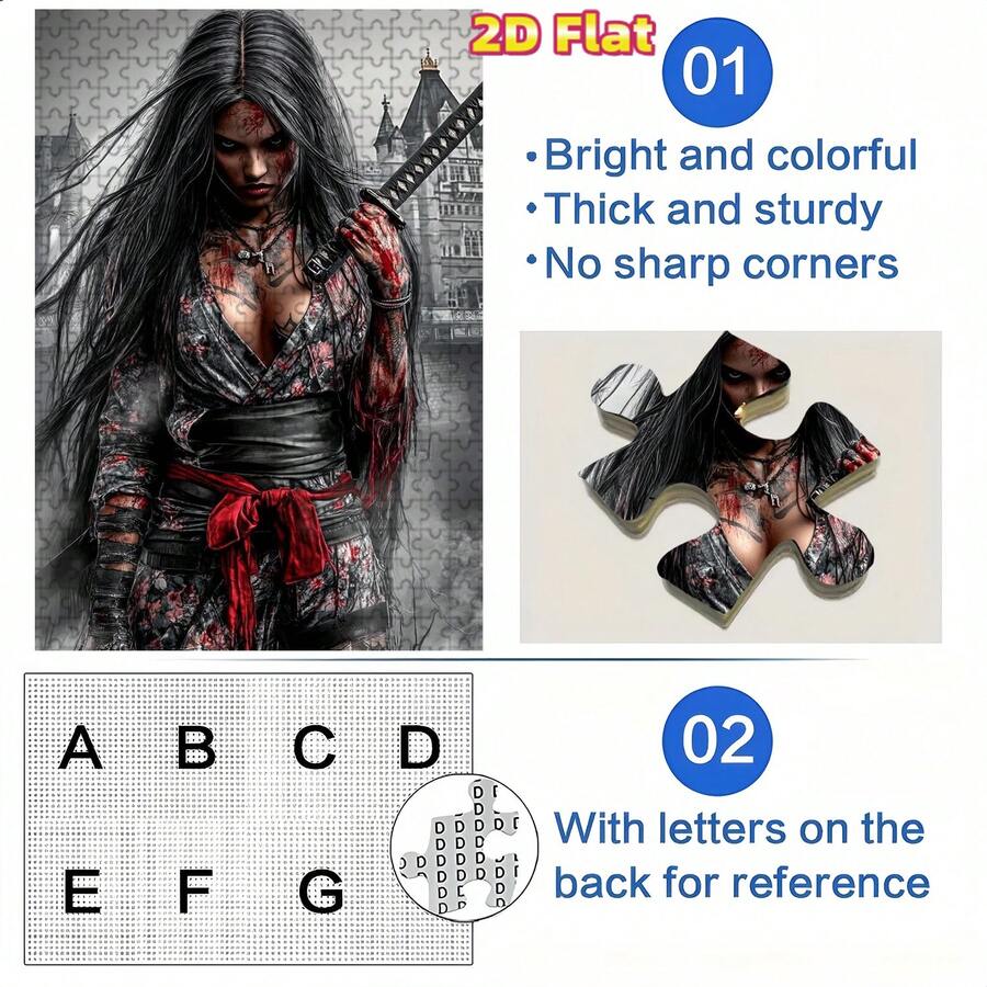 1 Caja (1000 piezas) Rompecabezas plano 2D para adultos con estampado floral sangriento de kimono, mejora la coordinación mano-ojo, regalo educativo para Halloween, Acción de Gracias, Navidad, Año Nuevo, Día de San Valentín, para mayores de 14 años, juego de rompecabezas avanzado para adultos