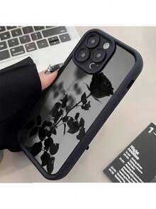 Flower Minimalist Dark Theme Black Rose Pattern Phone Case, Compatible With IPhone 16 Pro Max, 16 Plus, 16 Pro, 16, 15 Pro Max, 15 Plus, 15 Pro, 15, 14 Pro Max, 14 Plus, 14 Pro, 14, 13 Pro Max, 13 Pro, 13, 12 Pro Max, 12 Pro, 12, 11 Pro Max, 11 Pro, 11, Xs Max, Xr, X, 7 Plus And 7, Made Of TPU With Anti-Drop And Anti-Dust Functions, Also Compatible With Samsung Series - Multicolor - View 2