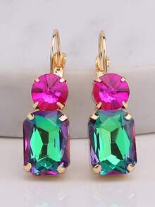 sehuoran Kupferlegierung einfache französische Haken handgefertigte hochwertige K9 Glas Damen Ohrringe