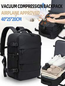 LONNKE Vacuum Compression Backpack - Airline Approved, Lightweight & Spacious, Multi-Functional Travel & Business Bag, With Adjustable Shoulder Straps, Water Bottle Pocket, Laptop Compartment, Nylon Lining, Luggage Strap, Washable, Travel Essential | Adjustable Strap Backpack | Zipper Closure, Travel Backpack - Multicolor - View 2