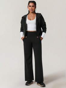 Yefecy High Waist Contour Active-Wear Leggings With Phone Pocket Workout Hiking Women Gym Fitness Tights - Black - View 3