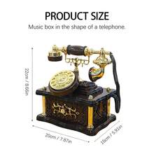 Vintage Telephone Wind Up Music Box With Drawer - Retro Durable Plastic Ornament For Home Decor, Perfect For Bedroom, Living Room  & Office Desk, Unique Decorative Birthday, Halloween, Christmas Gift For Women, Girls & Kids - 棕色 - 查看 2