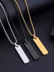 Fashionable And Popular Men Rectangle Pendant Necklace Stainless Steel For Jewelry Gift And For A Stylish Look