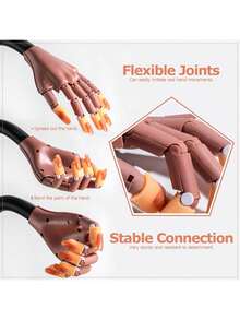 1pack Practice Hand For Acrylic Nails-Fake Flexible Movable Practice Nail Hand Practice For Acrylic Nail Kit, Maniquin Hand For Nail Practice With 100 Pcs Refill Nail Tips - Brown - View 5