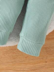 2件套女婴可爱波点印花长袖连体衣+裤子套装，轻薄透气，适合春秋季穿着 - 綠色 - 查看 7