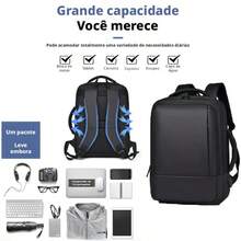 Men's Backpack, Work Bag, Men's And Women's Bag With Expandable Capacity, Waterproof Function - màu đen - Xem 8
