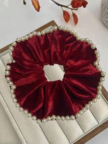 1 szt. aksamitna perłowa gumka do włosów, bardzo duża, 15 cm, elegancka i szykowna ozdoba do włosów dla kobiet, gumki do włosów, gumki do włosów