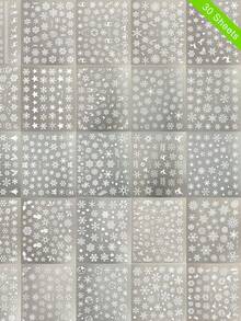 30张圣诞美甲贴纸，30片3D闪光自粘雪花雪人驯鹿铃铛美甲贴，冬季美甲贴纸圣诞树美甲装饰美甲用品 - 白色 - 查看 7