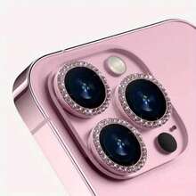 3片装相机镜头保护膜,带闪亮金属水钻环和9H硬度防刮膜,时尚配件,个性化保护壳,生日、送给家人、朋友的礼物,闪亮水晶,镜头保护膜,手机配件,防水,防震,防摔,全覆盖 - 淺粉紅色 - 查看 11