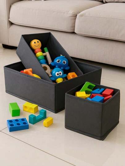 6 件套多用途玩具收纳盒，可折叠无盖收纳箱，适用于橱柜、玩具收纳、衣柜、食品储藏室、杂物间、家庭整理