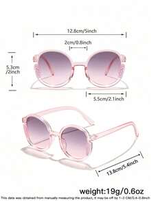 2 piezas Gafas de moda redondas y cuadradas con brillo fino de acrílico para niño y niña de 8 a 14 años, adecuadas para salidas de vacaciones, combinación de ropa y regalos festivos.