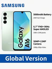 Samsung Galaxy A16 4G LTE 手机 - 6GB RAM + 128GB ROM、6.7 英寸 Super AMOLED 显示屏、多摄像头系统（超广角、微距）、IP54 防水防尘、5000mAh 长效电池、6 代操作系统升级、快速流畅的游戏、流媒体和令人惊叹的摄影性能，非常适合日常使用和娱乐