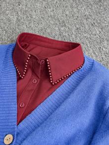 1pc Women's Exquisite Detachable Faux Collar With Handmade Faux Pearl Beaded Decor, Versatile For Daily Wear In Spring, Autumn And Winter For Dress For Christmas Decor