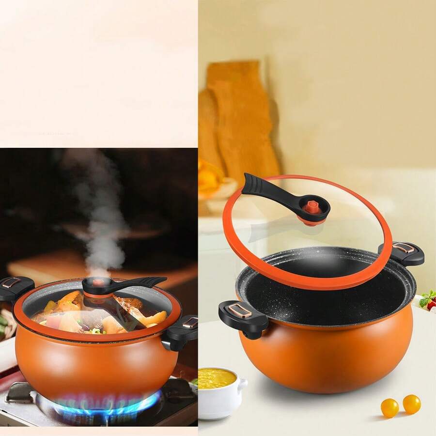 New Popular Non-Stick Pressure Cooker, Home Pumpkin Pot, Cooking Pot, Soup Pot, Frying Pan, Multi-Function, Wheat & Rice Stone Non-Stick Pumpkin Soup Pot, Microwave Pressure Cooker, Multi-Function Non-Stick Pot, Suitable For Induction Cooktop And Gas Stove