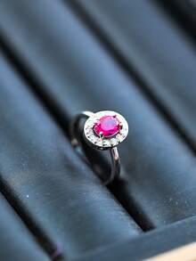 1 pieza Anillo de estilo minimalista europeo y americano, nuevo anillo de piedra de jade de moda, anillo de rubí, anillo ajustable de amatista, diseño de incrustación facetada, joya regalo para novia, anillo de lujo para decoración de boda, fiesta, vacaciones, uso diario casual