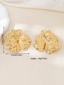 1 par de pendientes exagerados con pétalos dorados, pendientes con diseño de nicho en forma de hoja de ginkgo de metal, pendientes para fashionistas - Dorado - Ver 3