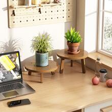 1pc DIY Handmade Apricot & Brown Bamboo Planter Pot Holder Indoor Flower Stand