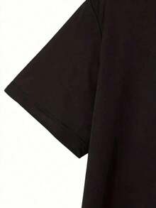 Men's Casual Short Sleeve Crew Neck T-Shirt, Creative Printed Design, Simple Design, Woven Process - Black 9 - View 4