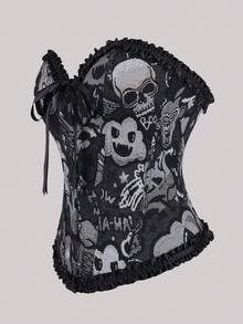 Elegancki gorset vintage na Halloween dla kobiet, pałacowy, żakardowy, dopasowany do ciała, modny, gorset, trening talii, wyszczuplająca bielizna modelująca, odpowiednia na imprezę świąteczną i noworoczną 2026 r.