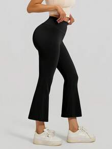 1 pieza Pantalones cortos deportivos de verano de alto impacto y alta elasticidad con diseño de levantamiento de cadera y cintura alta, sin costuras, de unicolor, para fitness al aire libre, running, entrenamiento, ciclismo, boxeo. Elásticos, delgados, suaves, de secado rápido, transpirables y que absorben la humedad.