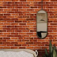 Red Brick Wallpaper Peel And Stick 17.7in X 118.1in Brick Wrapping Paper Self Adhesive Faux Stone Removable Wall Paper For Christmas Halloween Fireplace Bedroom Bathroom Decoration