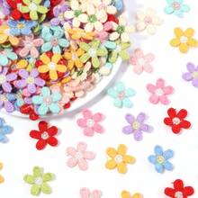 30pcs/Pack Colorful 5-Petal Flower Embroidered Patches, Cotton Thread Hand-Sewn Floral Patches For DIY Clothing, Pants, Socks, Hats And Fabric Decoration & Repair