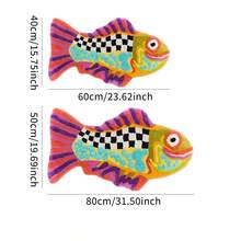 1 件可爱动物图案趣味浴室房间装饰地毯，防滑背衬可洗地垫，柔软吸水浴室淋浴浴缸卧室装饰理想地毯，有趣的笑脸鱼