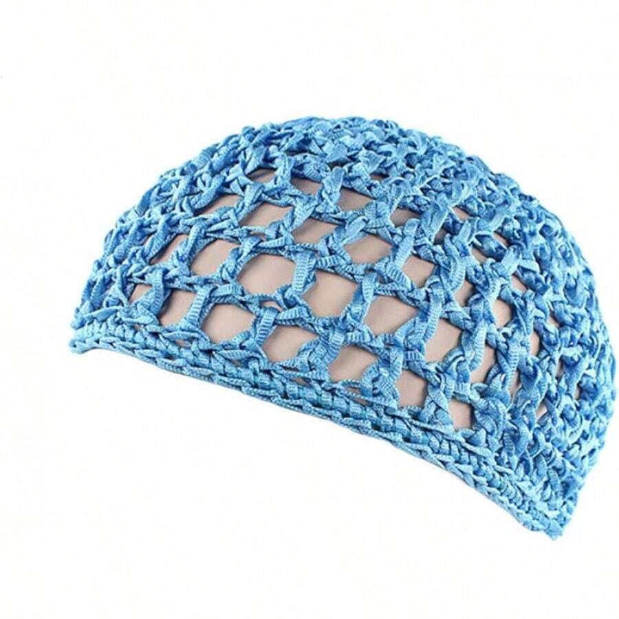 Women Soft Rayon Snood Hat Hair Net Crocheted Hair Net Mix Colorshalloween - 庫法淺藍色-2件 - 查看 1