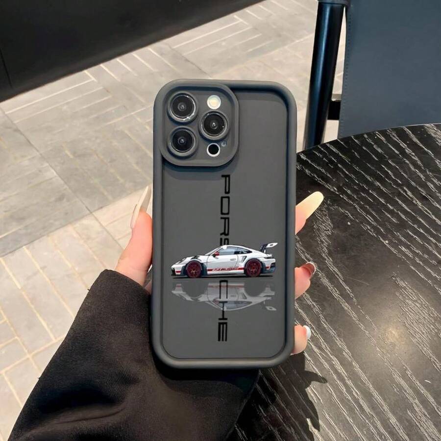 Car Pattern Phone Case, Carbon Fiber Pattern Phone Case, Decorative Phone Protector Cover Compatible With IPhone - Black - View 1