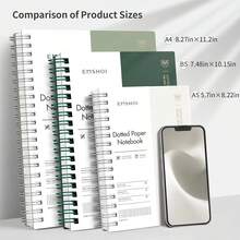 EMSHOI - Cuaderno en espiral B5 con puntos, 300 páginas, papel grueso de g/², 19 x 25.8, cuaderno con tapa blanda impermeable para escribir y tareas escolares, verde claro - Azul claro - Ver 4