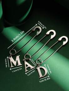 1pc Fashionable Personalized Exaggerated Stainless Steel 26 English Letters A-Z Pendant Earrings, Paired With Stainless Steel Safety Pin Earrings, Suitable For Men And Women For Daily Wear And Parties