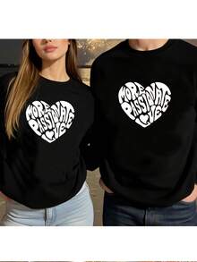 New Comfortable Casual Valentine'S Day Couples, Family Models, Can Be Worn By Both Men And Women 270g Front-Printed Crew Neck Sweatshirt, Men'S Regular-Fit Sweatshirt, Suitable For Autumn/Winter Style Top-Autumn Clothing 270G Unisex Crew Neck Sweatshirt - Smart-Casual Pick For Office Commute ​ - 男士 - 查看 2