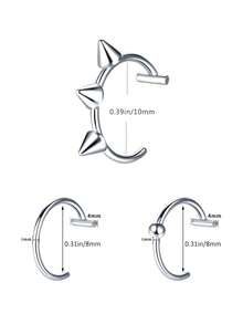 3 件/1 件不锈钢假鼻环 鼻中隔环 C 型夹 唇环 耳环 假鼻环 女士身体饰品 无穿孔