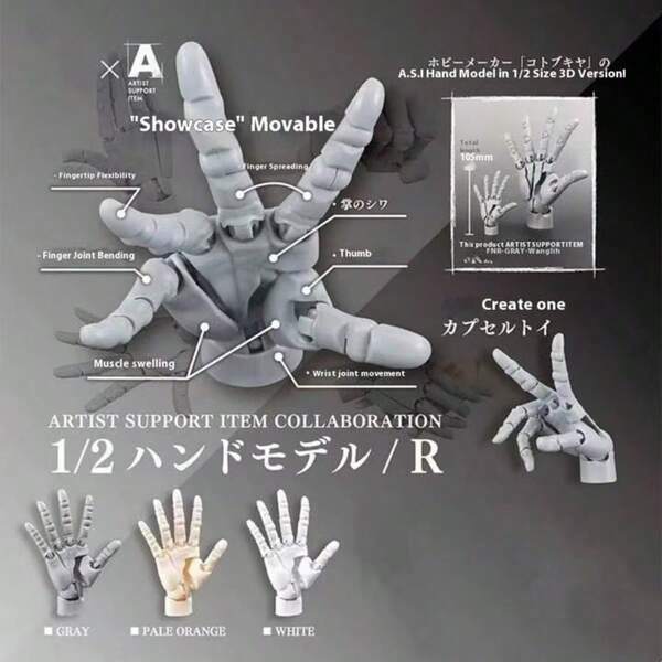 1pc 2025 New Highly Articulated Right Hand Model, Posable Finger Joints, Art Drawing Mannequin, Action Figure, Birthday/Christmas/Halloween Gift, Perfect Present
