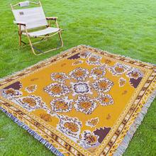 Outdoor Blanket With Bohemian Floral Pattern, Jacquard Woven Throw Blanket - Suitable For Picnic, Camping, Sofa, Nap, Air Conditioning, Wall Hanging, Thick & Soft, Non-Fading & Pilling