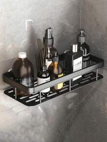 2/1pc Bathroom Rack, Shower Ball Rack, Bathroom And Kitchen Non-Perforated Storage Rack, Non-Perforated Bathroom Storage Rack, Cast Iron Corner Shower Rack - Non-Perforated Wall-Mounted Bathroom Storage Rack, Black Metal Mesh Design, Easy To Access And Organize, Suitable For Shampoo, Conditioner And Soap, Bathroom Liquid Storage, Modern Bathroom Decoration, Suitable For Damp Environments, Bathroom Organization And Storage Bathroom - Black - View 5