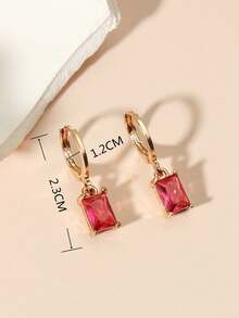 2pcs Minimalist Square Zirconia Stud Earrings, Gift For Women, Suitable For Daily, Date, Party - Multicolor - View 5