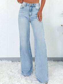 Women's Casual Versatile Straight Leg Denim Jeans, Suitable For Daily Commute - Light Wash - View 3